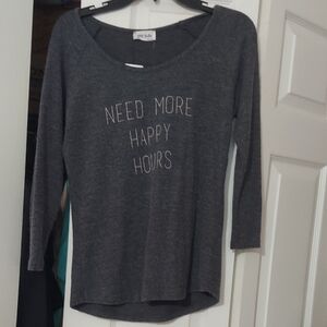 Gray Women's Top with Slogan